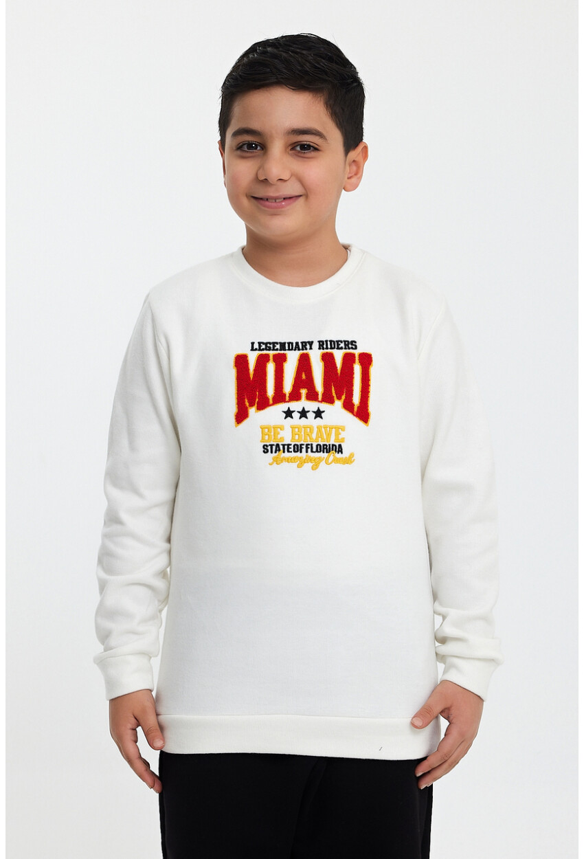 Selanik Kumaş Miami nakışlı Çocuk Sweatshirt