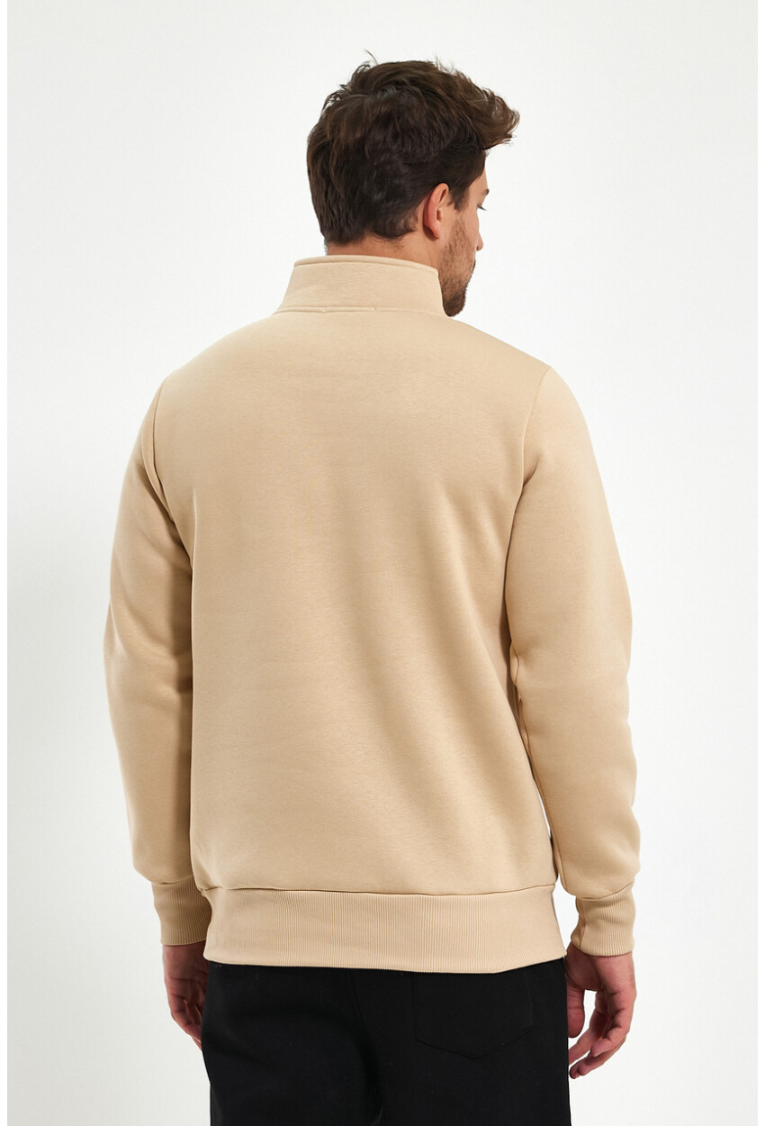 Yüksek Yaka Yarım Fermuarlı Basic Sweatshirt