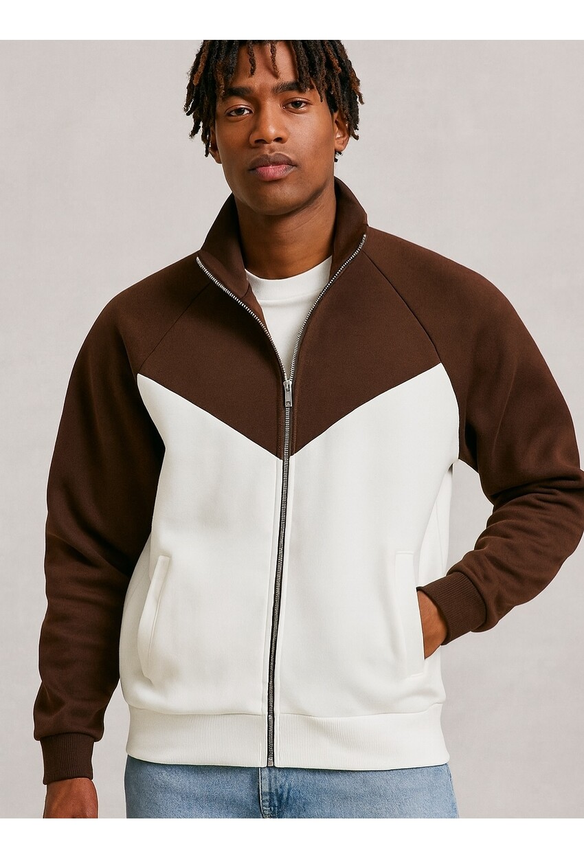 Garnili Tam Fermuarlı Hırka Sweatshirt