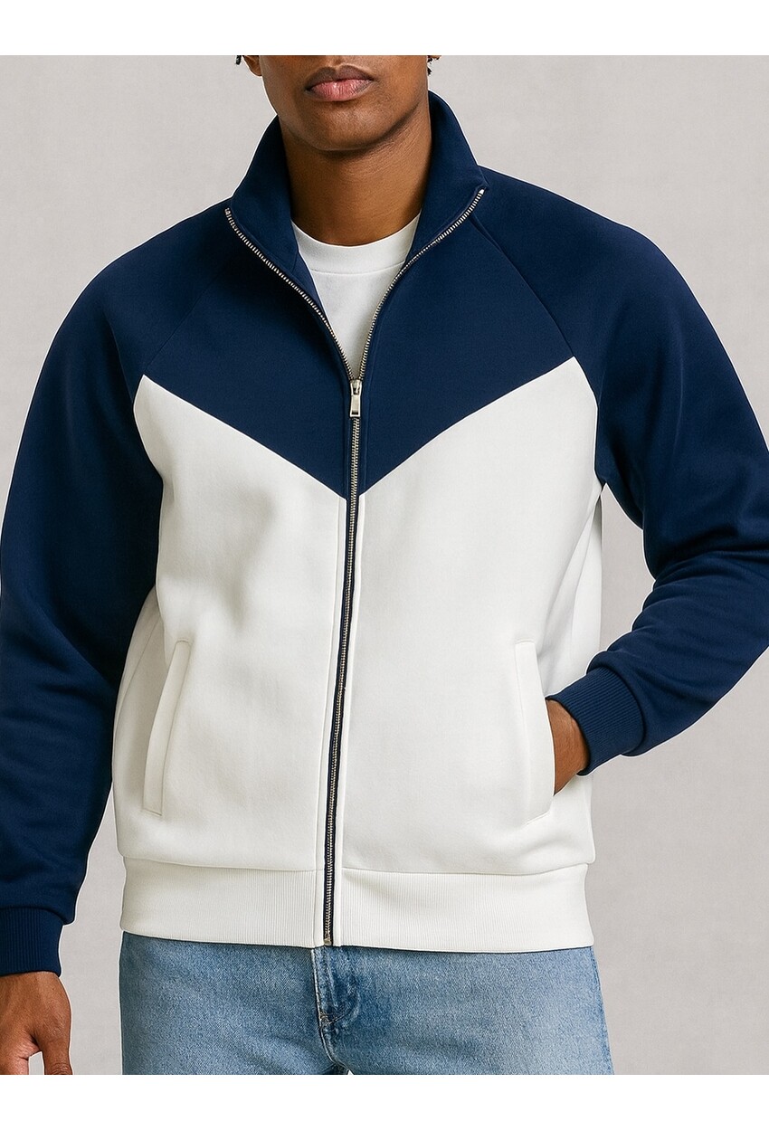 Garnili Tam Fermuarlı Hırka Sweatshirt