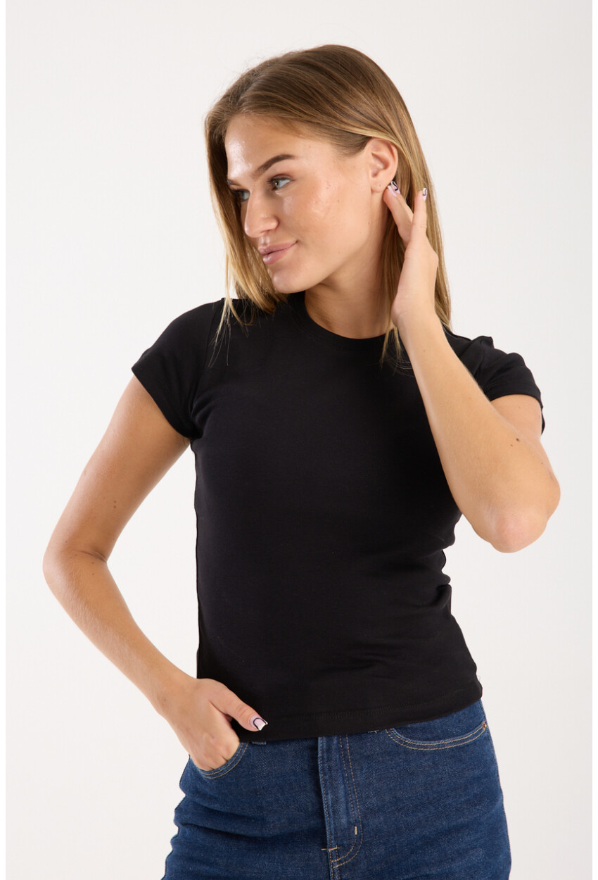 Kısa Kollu Bisiklet Yaka Slim Fit  Kadın T-Shirt