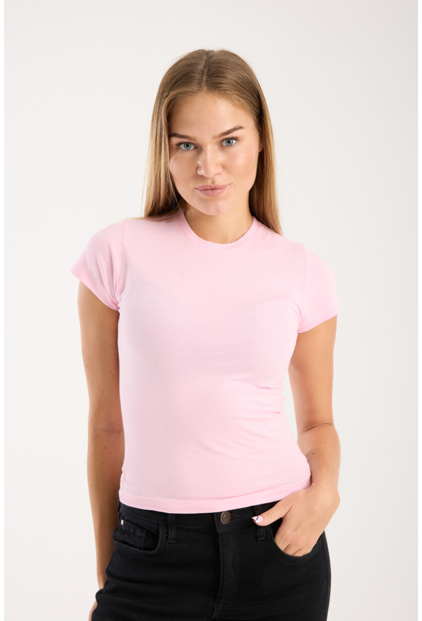 Kısa Kollu Bisiklet Yaka Slim Fit  Kadın T-Shirt