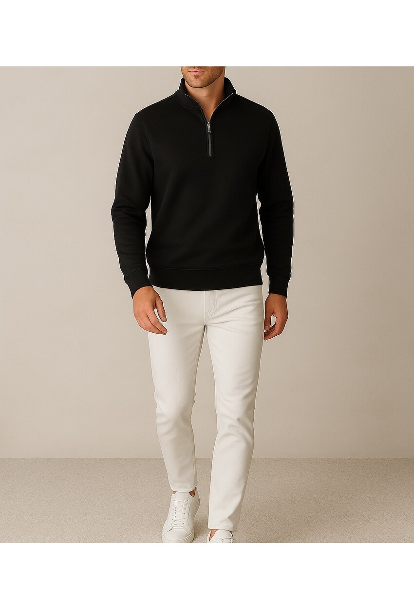 Yarım Fermuarlı Oversize Sweatshirt