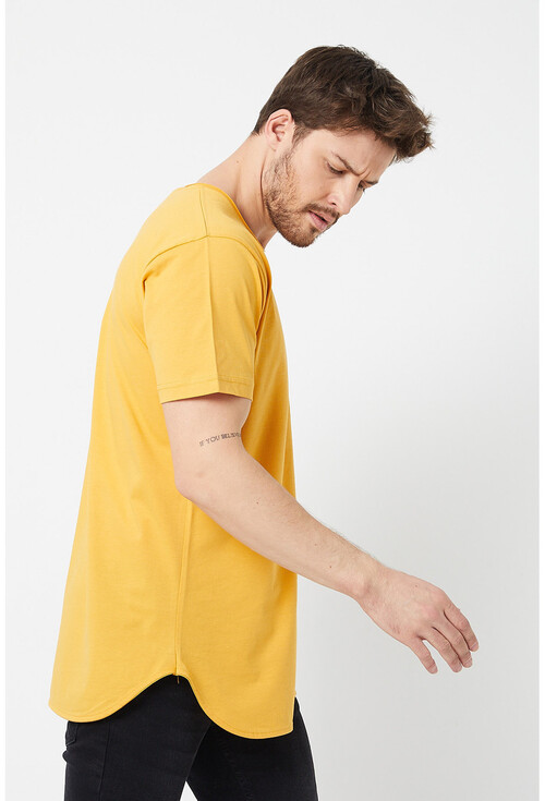 Amazing Crash Eteği Biyeli Long Basic T-Shirt Somon S