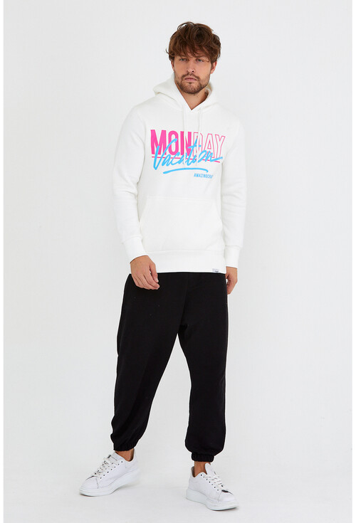 Unisex Kapüşonlu Kanguru Cepli Baskılı Sweatshirt P4070