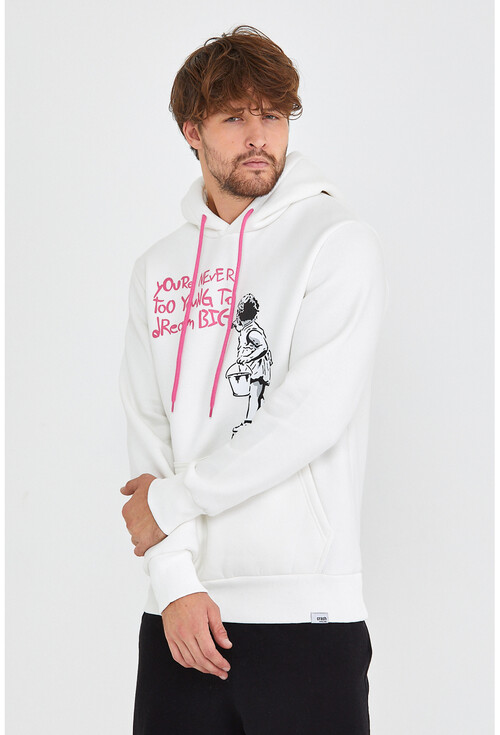 Unisex Kapüşonlu Kanguru Cepli Baskılı Sweatshirt P4072