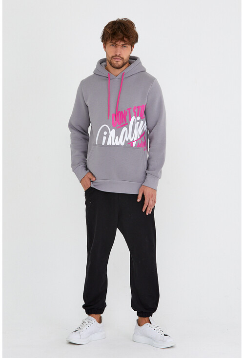 Unisex Kapüşonlu Kanguru Cepli Baskılı Sweatshirt P4082