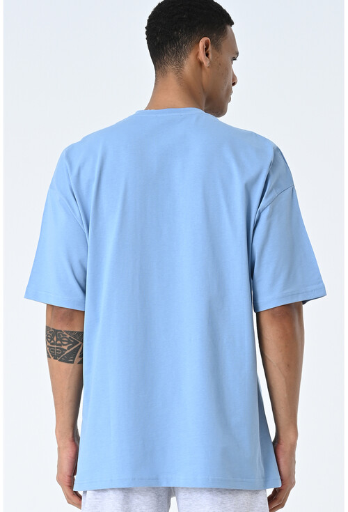 Basic Erkek Bisiklet Yaka Oversize Kalıp Kısa Kollu T-Shirt