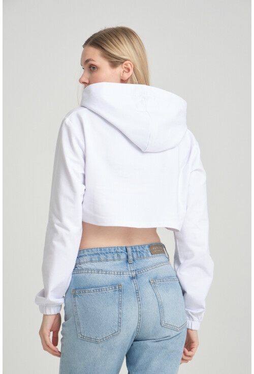 Kadın Basic Kapüşonlu Crop Regular Sweatshirt