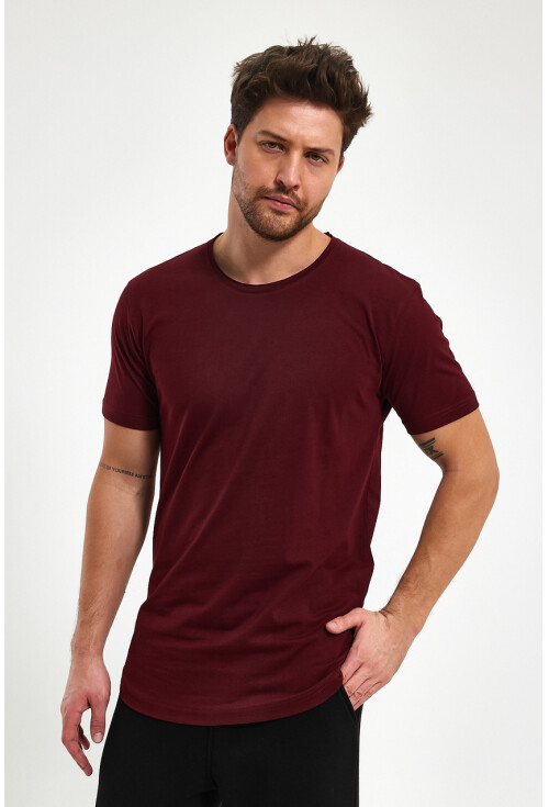 Eteği Oval Basic Bisiklet Yaka Slim Fit Kısa Kollu T-Shirt