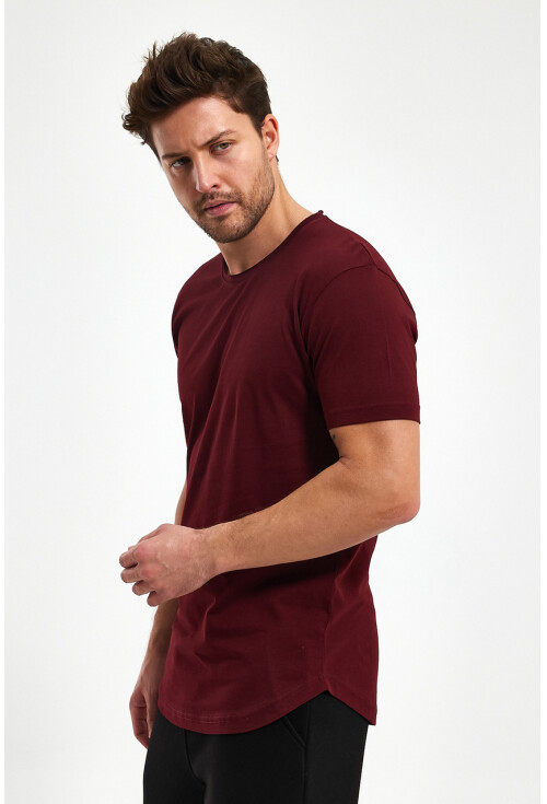 Eteği Oval Basic Bisiklet Yaka Slim Fit Kısa Kollu T-Shirt