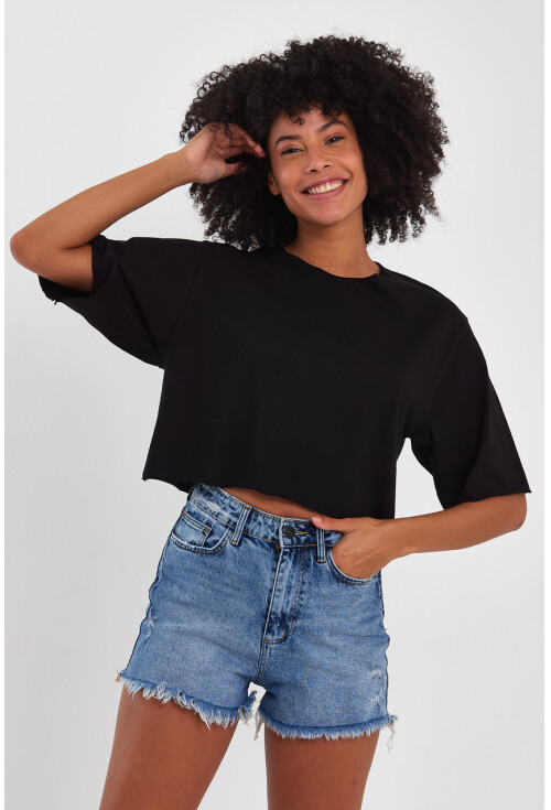 Kadın Basic Oversize Crop