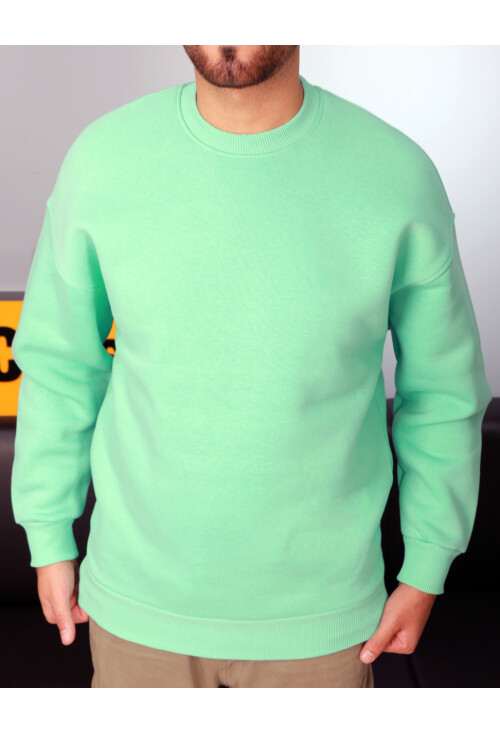 Mint Unisex Basic Bisiklet Yaka Oversize Sweatshirt
