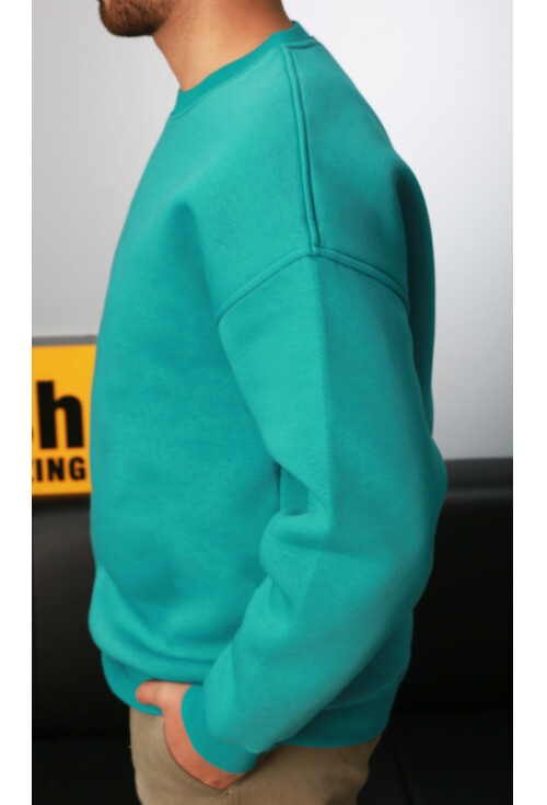 Petrol Unisex Basic Bisiklet Yaka Oversize Sweatshirt