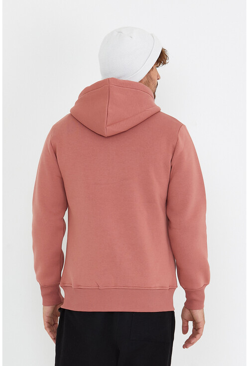 Unisex Gül Kurusu Kapüşonlu Üç İplik Basic Sweatshirt