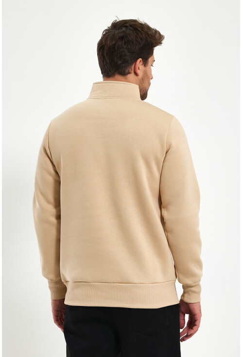 Yüksek Yaka Yarım Fermuarlı Basic Sweatshirt