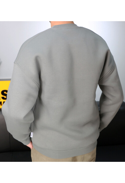 Zeytin Unisex Basic Bisiklet Yaka Oversize Sweatshirt