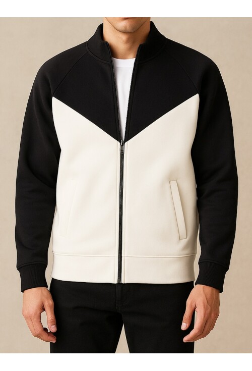 Garnili Tam Fermuarlı Hırka Sweatshirt