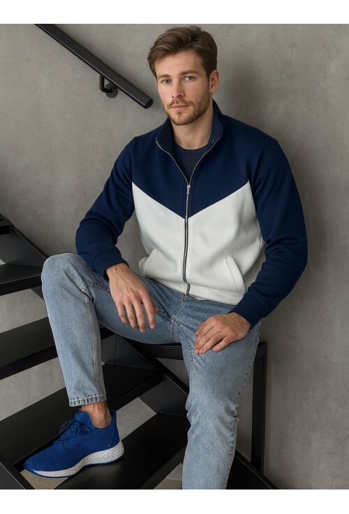 Garnili Tam Fermuarlı Hırka Sweatshirt