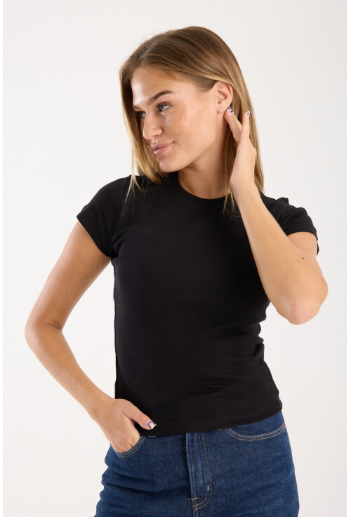 Kısa Kollu Bisiklet Yaka Slim Fit  Kadın T-Shirt