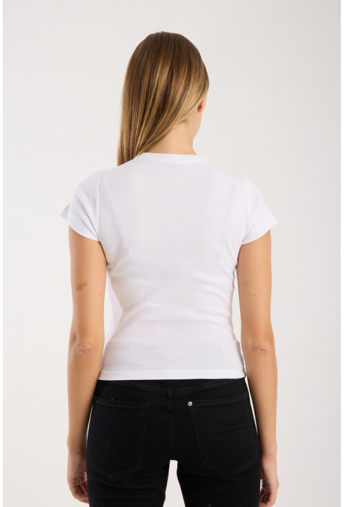 Kısa Kollu Bisiklet Yaka Slim Fit  Kadın T-Shirt