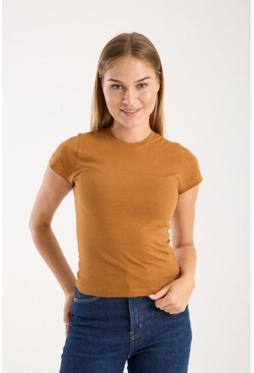 Kısa Kollu Bisiklet Yaka Slim Fit  Kadın T-Shirt