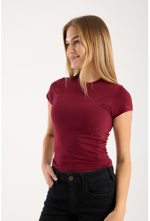 Kısa Kollu Bisiklet Yaka Slim Fit  Kadın T-Shirt