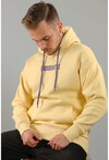 Unisex Kapüşonlu Sırtı Patch Baskılı Şardonlu Üç İplik Sweatshirt