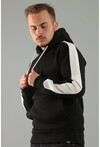 Unisex Kapüşonlu Kolu Şeritli Yazısız Şardonlu Üç İplik Sweatshirt