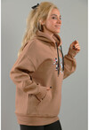 Unisex Kapüşonlu Nakışlı Şardonlu Üç İplik Sweatshirt