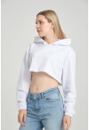 Kadın Basic Kapüşonlu Crop Regular Sweatshirt