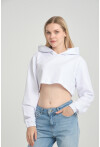 Kadın Basic Kapüşonlu Crop Regular Sweatshirt