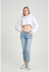 Kadın Basic Kapüşonlu Crop Regular Sweatshirt