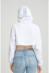 Kadın Basic Kapüşonlu Crop Regular Sweatshirt