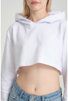 Kadın Basic Kapüşonlu Crop Regular Sweatshirt