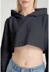 Kadın Basic Kapüşonlu Crop Regular Sweatshirt