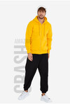 Sarı Unisex Kapüşonlu Üç İplik Basic Sweatshirt