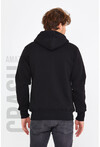 Siyah Unisex Kapüşonlu Üç İplik Basic Sweatshirt