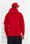 Kırmızı Unisex Kapüşonlu Üç İplik Basic Sweatshirt