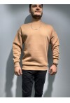 Camel Unisex Basic Bisiklet Yaka Oversize Sweatshirt