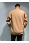 Camel Unisex Basic Bisiklet Yaka Oversize Sweatshirt