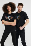 Unisex Çizgi Kahraman Nakışlı Bisiklet Yaka T-Shirt çift