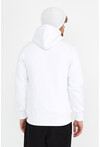 Unisex Beyaz Kapüşonlu Üç İplik Basic Sweatshirt
