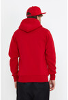 Unisex Kırmızı Kapüşonlu Üç İplik Basic Sweatshirt