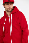 Unisex Kırmızı Kapüşonlu Üç İplik Basic Sweatshirt