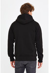 Unisex Siyah Kapüşonlu Üç İplik Basic Sweatshirt