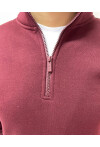 Yüksek Yaka Yarım Fermuarlı Basic Sweatshirt