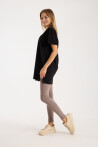Kadın Bisiklet Yaka Yırtmaçlı Oversize Basic Tişört