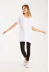 Kadın Bisiklet Yaka Yırtmaçlı Oversize Basic Tişört