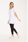 Kadın Bisiklet Yaka Yırtmaçlı Oversize Basic Tişört